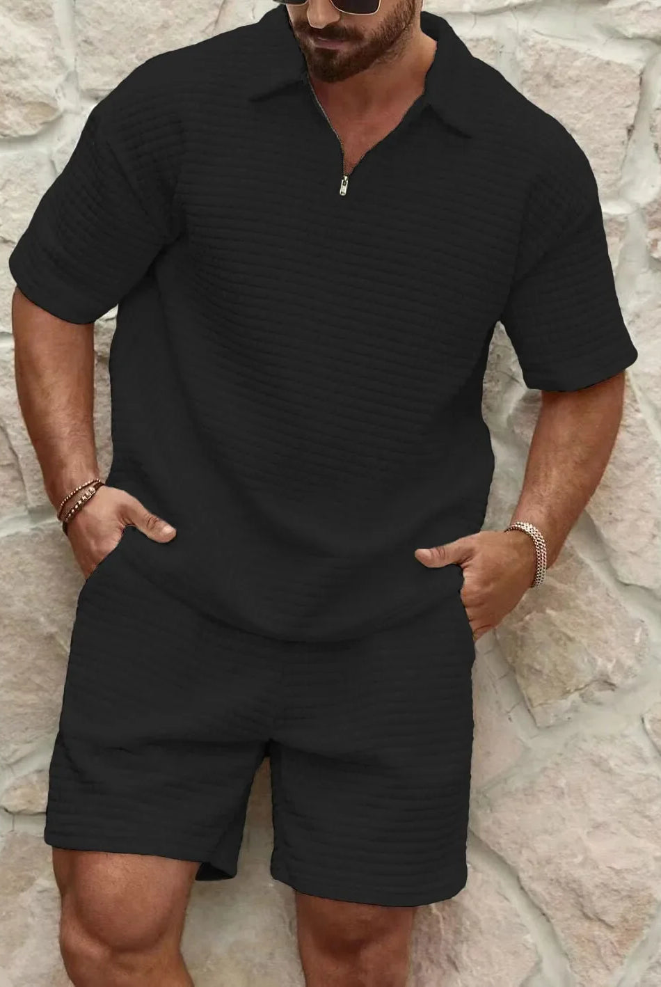 Herren Sommer Set – Kurzarm Hemd mit Shorts | leichtes Freizeit Outfit für Herren