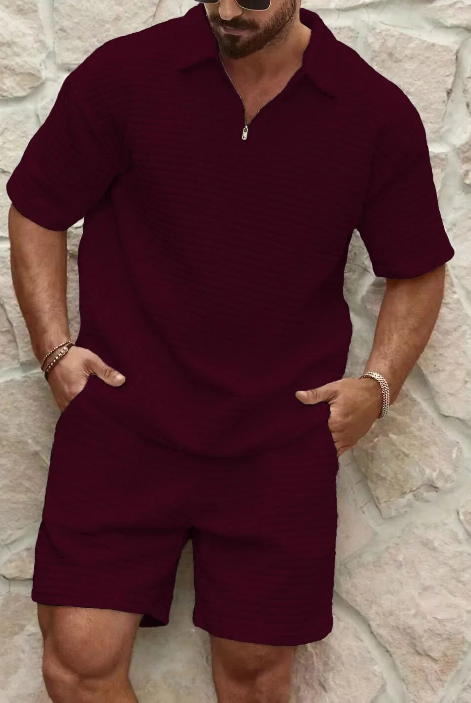 Herren Sommer Set – Kurzarm Hemd mit Shorts | leichtes Freizeit Outfit für Herren