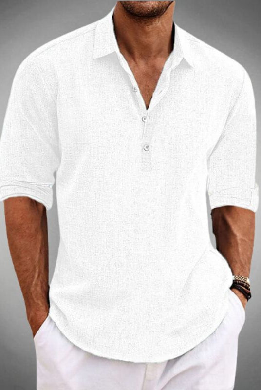 Herren Leinenhemd langarm – leichtes Sommerhemd für Herren | atmungsaktives Freizeit Hemd