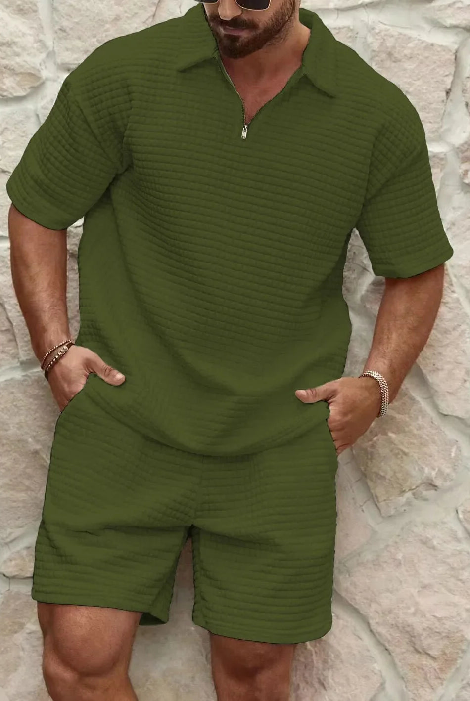 Herren Sommer Set – Kurzarm Hemd mit Shorts | leichtes Freizeit Outfit für Herren